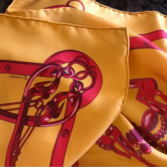 🔥 🔥 🔥 Authentic Hermes Silk scarf 90 Twill Mors Et Gourmettes w hermes box NEW - Picture 7 of 11